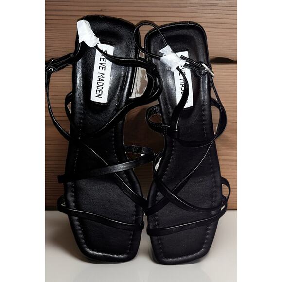 Steve Madden Nordstrom Appealing Black Strappy Sandals Block Low Heal Size 10 - Picture 4 of 5